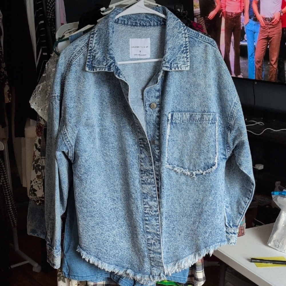 Celebrity Pink Light Blue Jean Jacket